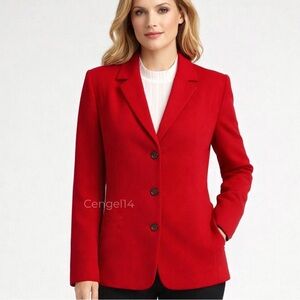 Harvé Benard Sport Red Wool Cashmere Blend Blazer Jacket Size 14